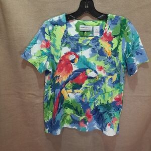 Alfred Dunner Tropical Parrot Print T-Shirt